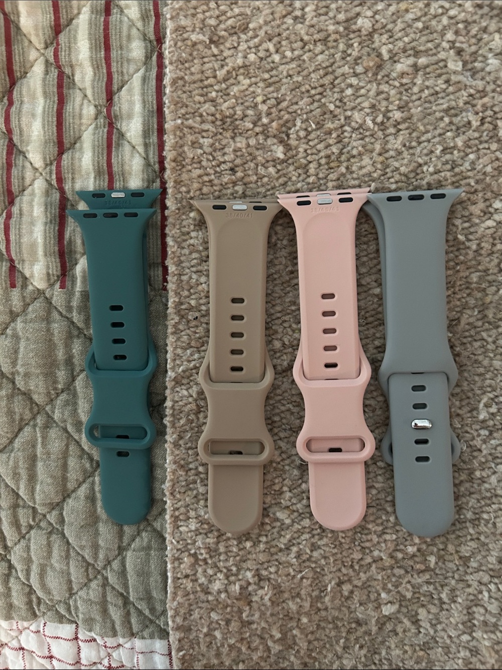 Silicone Replacement Watch Bands - Teal, Beige, Pink, Gray 38/40/41 fits.